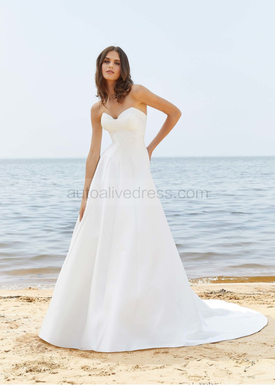 Strapless Sweetheart Satin Classic Long Wedding Dress